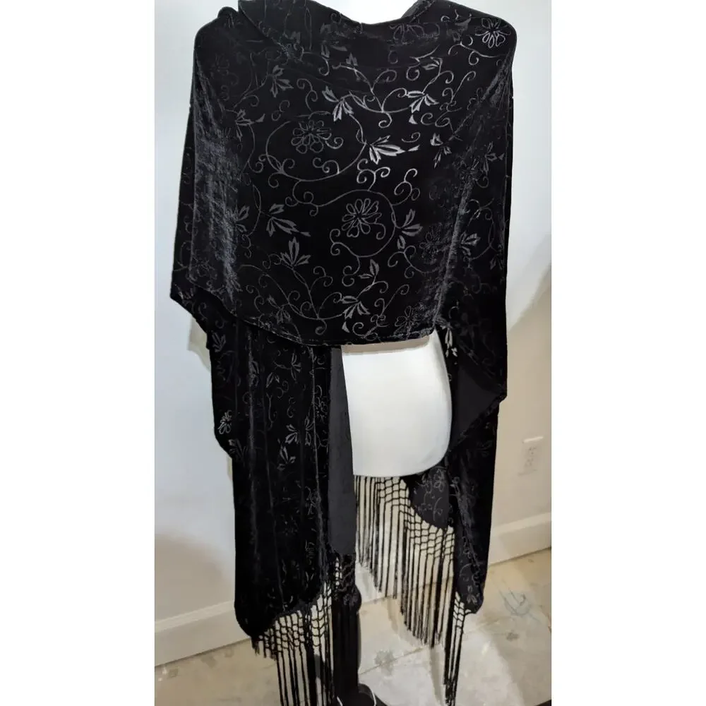 kay Unger burnout silk velvet Wrap/Shawl 58
